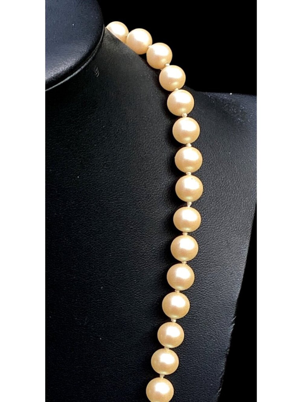 Vintage Faux Pearl Necklace Glass High Luster Hand Knotted Champagne    23" - Picture 3 of 4